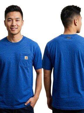 Carhartt Mens Work T-Shirt Medium Blue Loose Fit Short Sleeve Casual Pocket Tee
